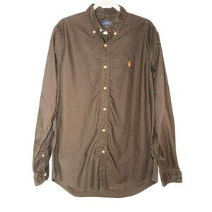 Polo Ralph Lauren Custom Fit Long Sleeve Button Down Green Shirt Size XL